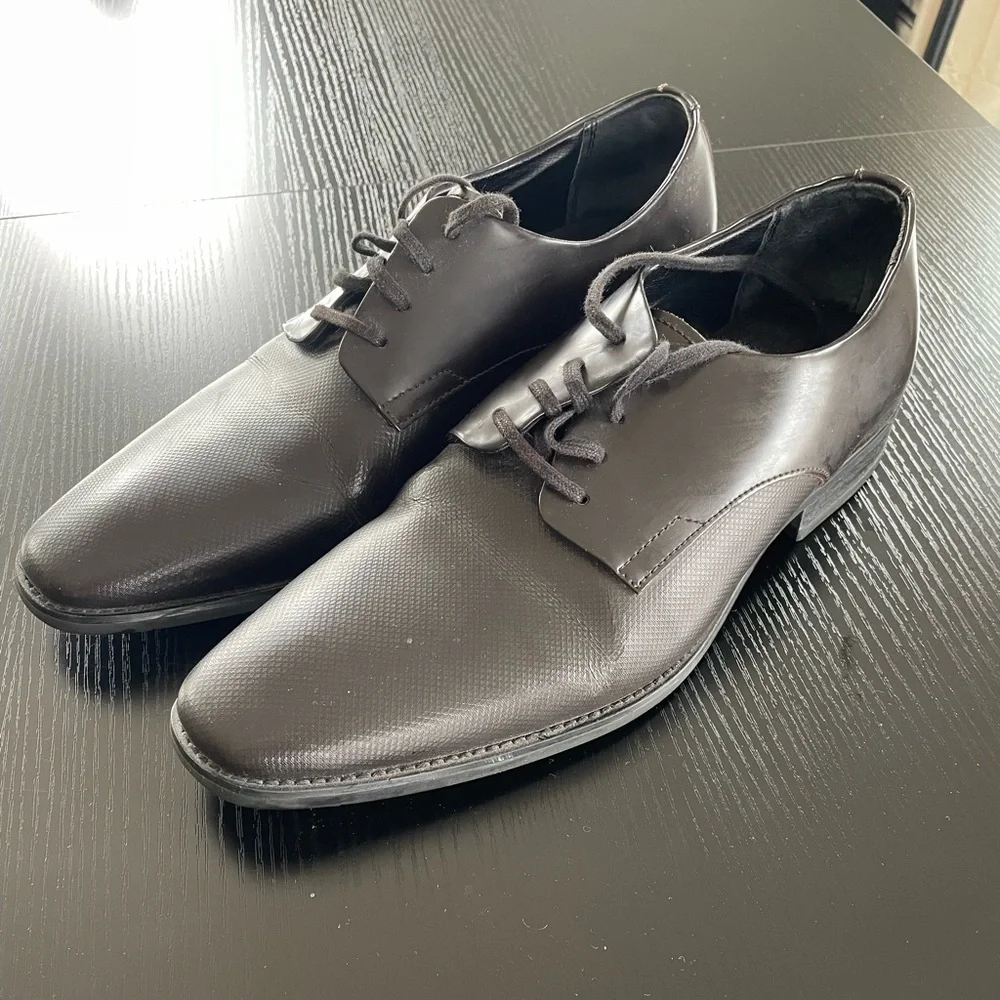 Calvin Klein Mens Ripley Brown Leather Lace Up Oxford Dress Shoes Size US 11